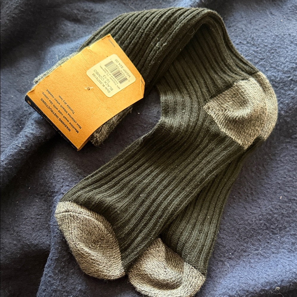 New lucky brand Olive and Gray Ribbed Men's Socks ( one pair only)